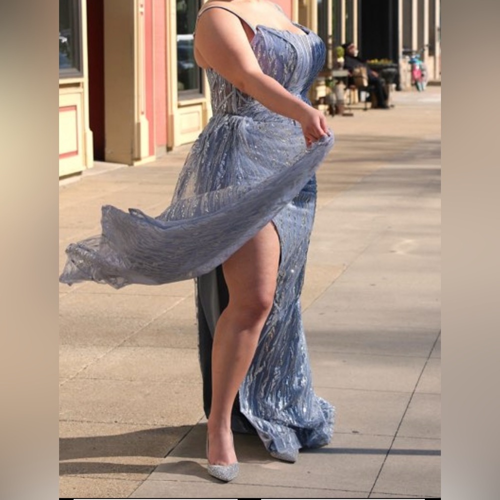 Cinderella Shimmering Smoky Blue Gown